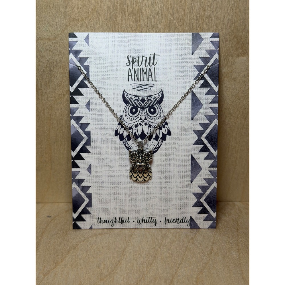 Giftcraft Spirit Animal Owl Pendant Necklace Silver‎ Tone Boho Jewelry New